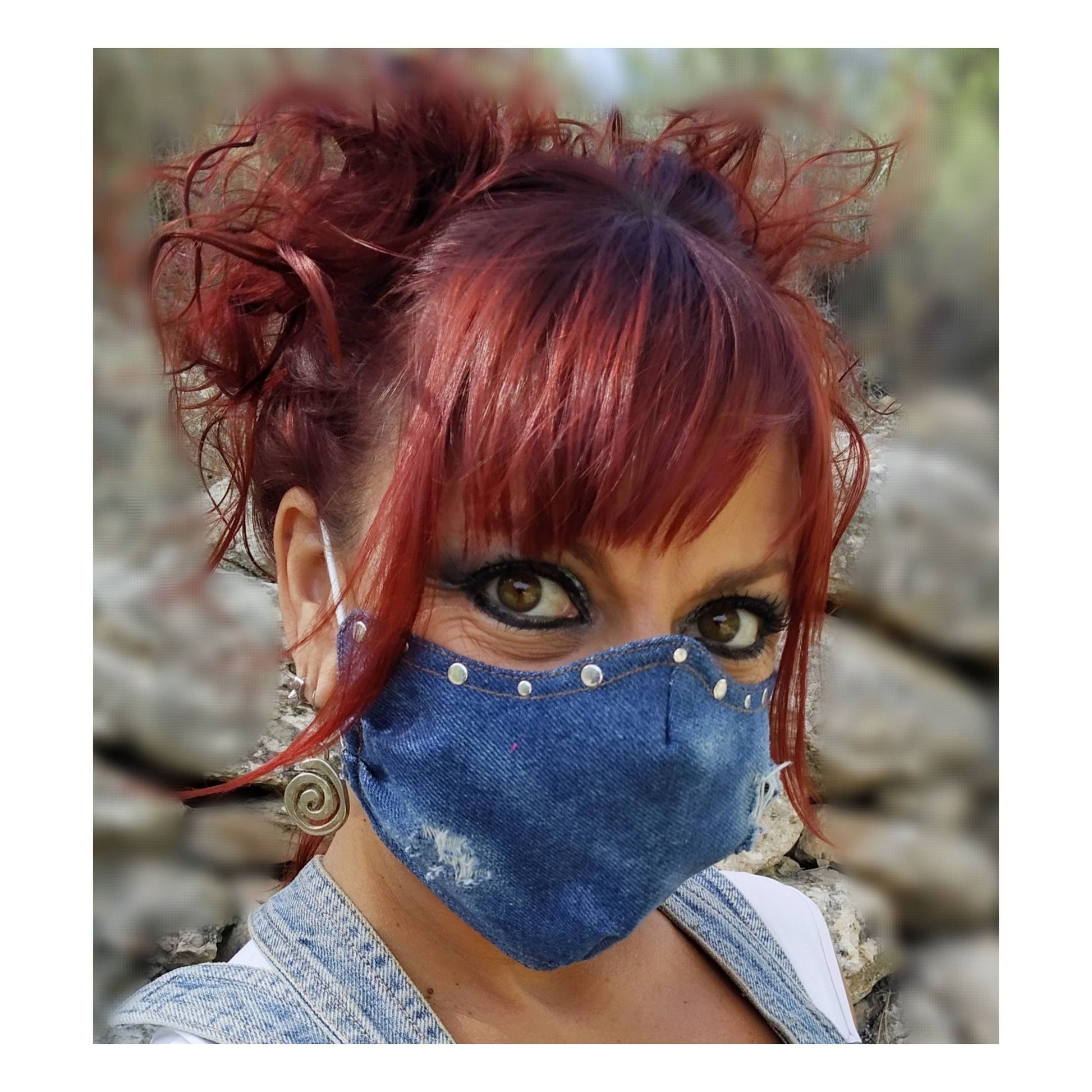 Ripped Denim Face Mask & Filter Cover, Washable, 3 Layers, 3 Sizes, 2 closures, Jeans Mask, Studs mask, fashion mask