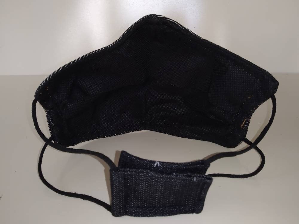 Gold & Black Face Mask, Filter Cover, Washable, 3 layers, 3 Sizes, 2 Closures, black jeans mask, rock mask, ripped denim mask