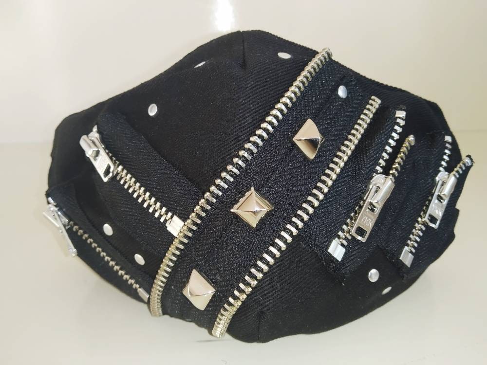 Dark Side Face Mask & Filter Cover, Washable, 3 Layers, 3 Sizes, 2 Closures, Punk Mask, Gothic Mask, emo mask, visual kei, Steampunk