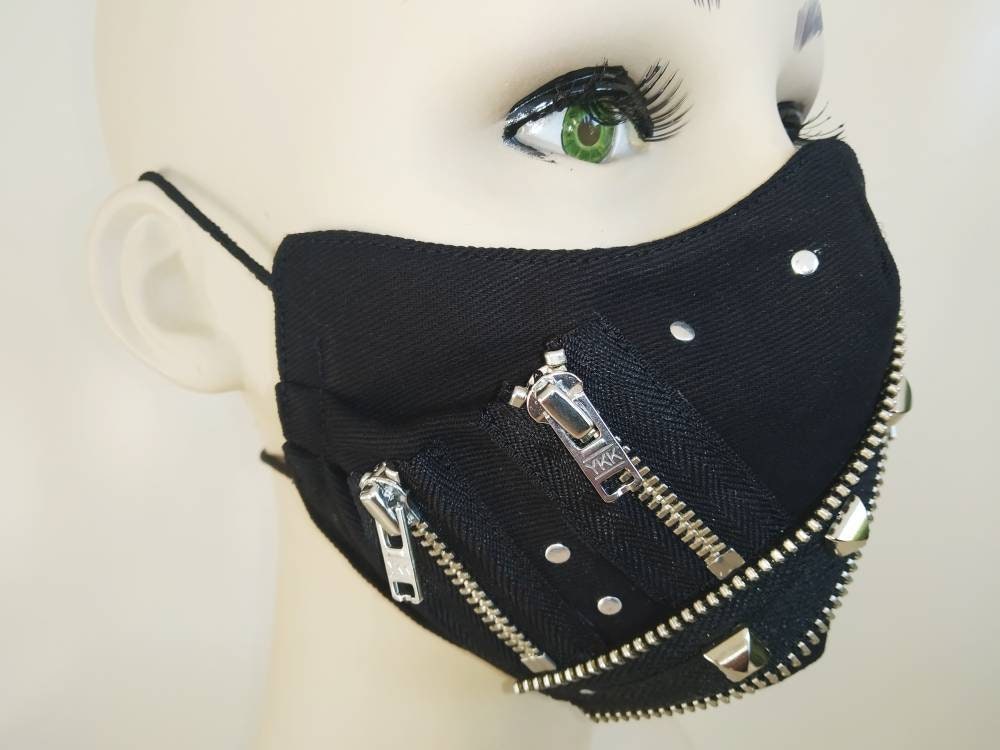 Dark Side Face Mask & Filter Cover, Washable, 3 Layers, 3 Sizes, 2 Closures, Punk Mask, Gothic Mask, emo mask, visual kei, Steampunk