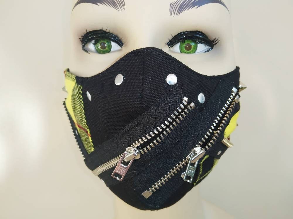 Rebel'95 Face Mask & Filter Cover, washable, 3 layers, 3 Sizes, velcro mask, punk mask, gothic mask, visual kei, emo, manga, punk clothing