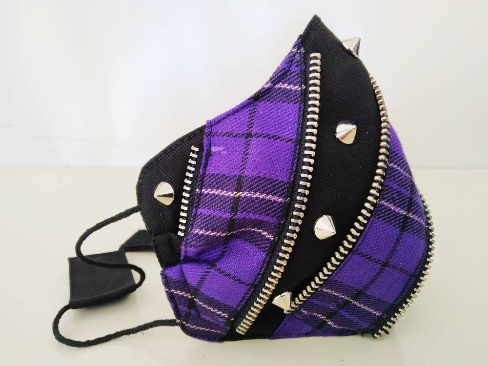 Purple Kei Face Mask & Filter Cover, washable, 3 layers, 3 Sizes, velcro mask, punk mask, gothic mask, visual kei, urban mask, emo, harajuku