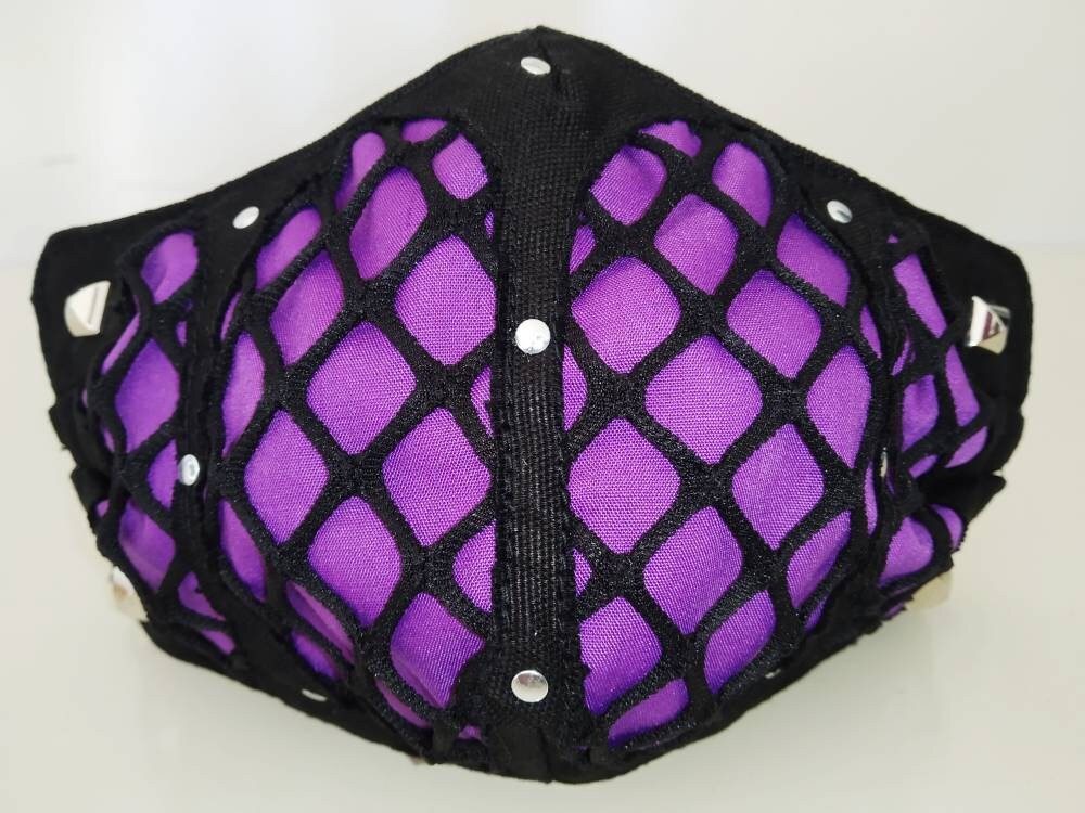 Fishnet'32 Face Mask & Filter Cover, Washable, 3 sizes, 3 layers, 2 closures, punk mask, gothic mask, visual kei, emo mask, steampunk