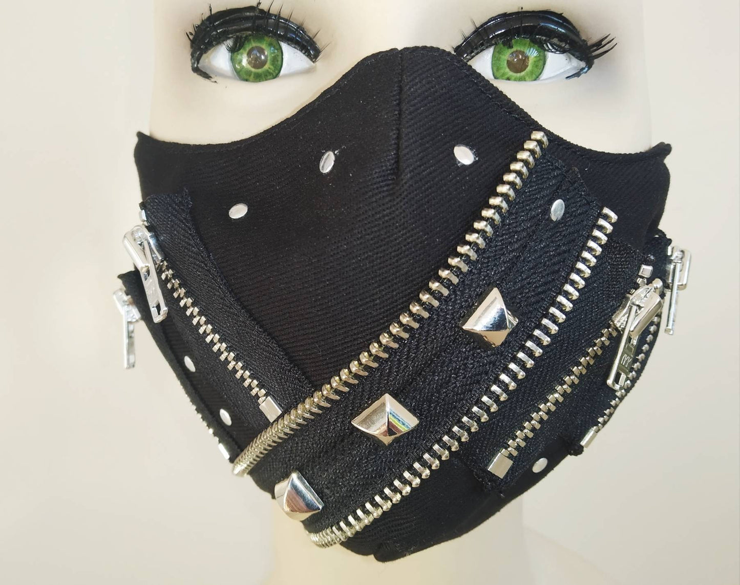 Dark Side Face Mask & Filter Cover, Washable, 3 Layers, 3 Sizes, 2 Closures, Punk Mask, Gothic Mask, emo mask, visual kei, Steampunk