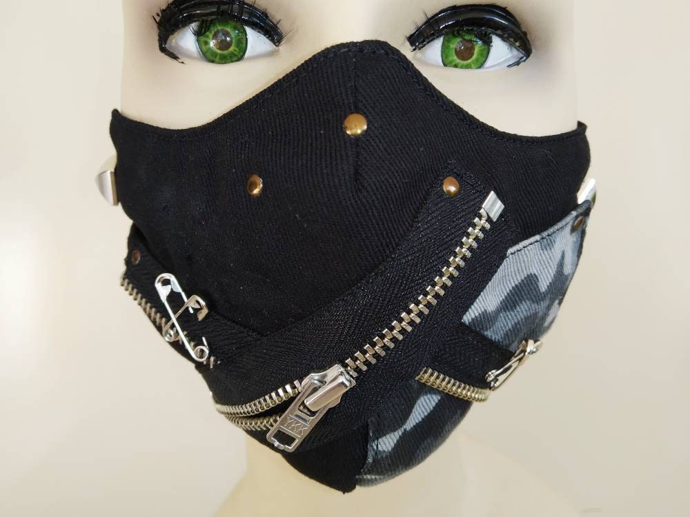 Cyber-X Face Mask, washable, 3 layers, 3 Sizes, velcro mask, punk mask, gothic mask, punk gothic wear, urban mask