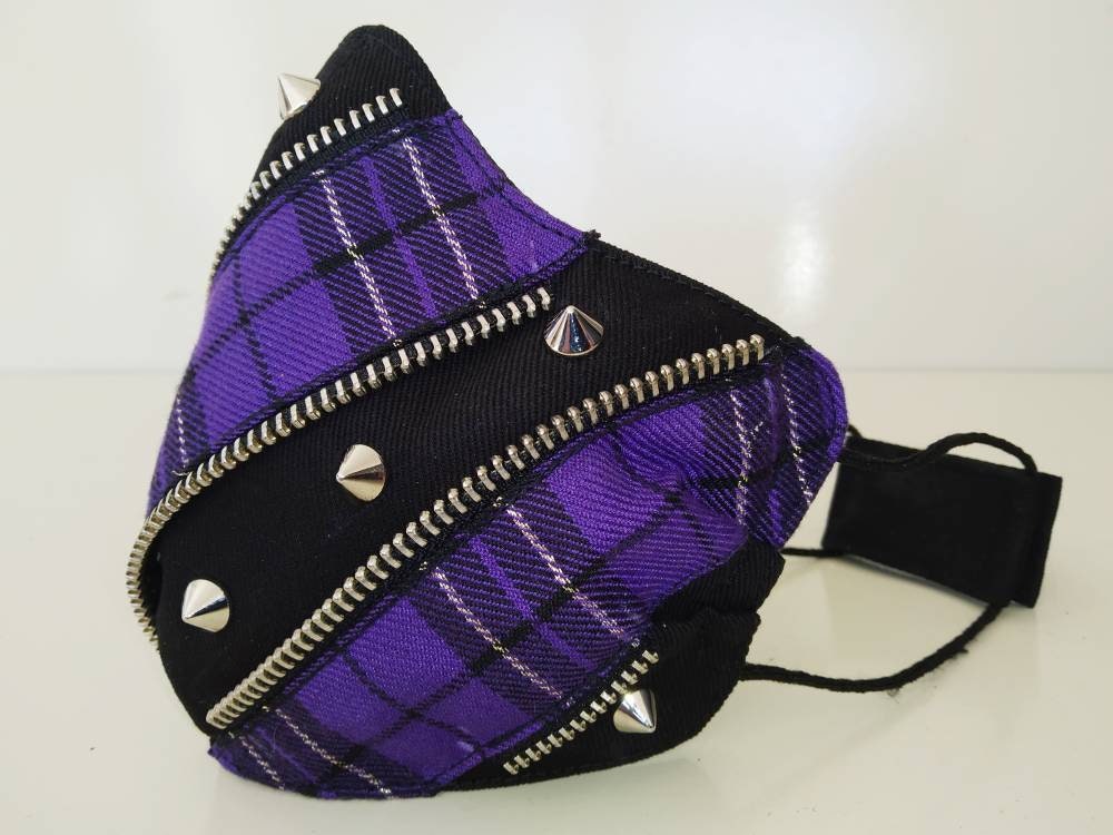 Purple Kei Face Mask & Filter Cover, washable, 3 layers, 3 Sizes, velcro mask, punk mask, gothic mask, visual kei, urban mask, emo, harajuku