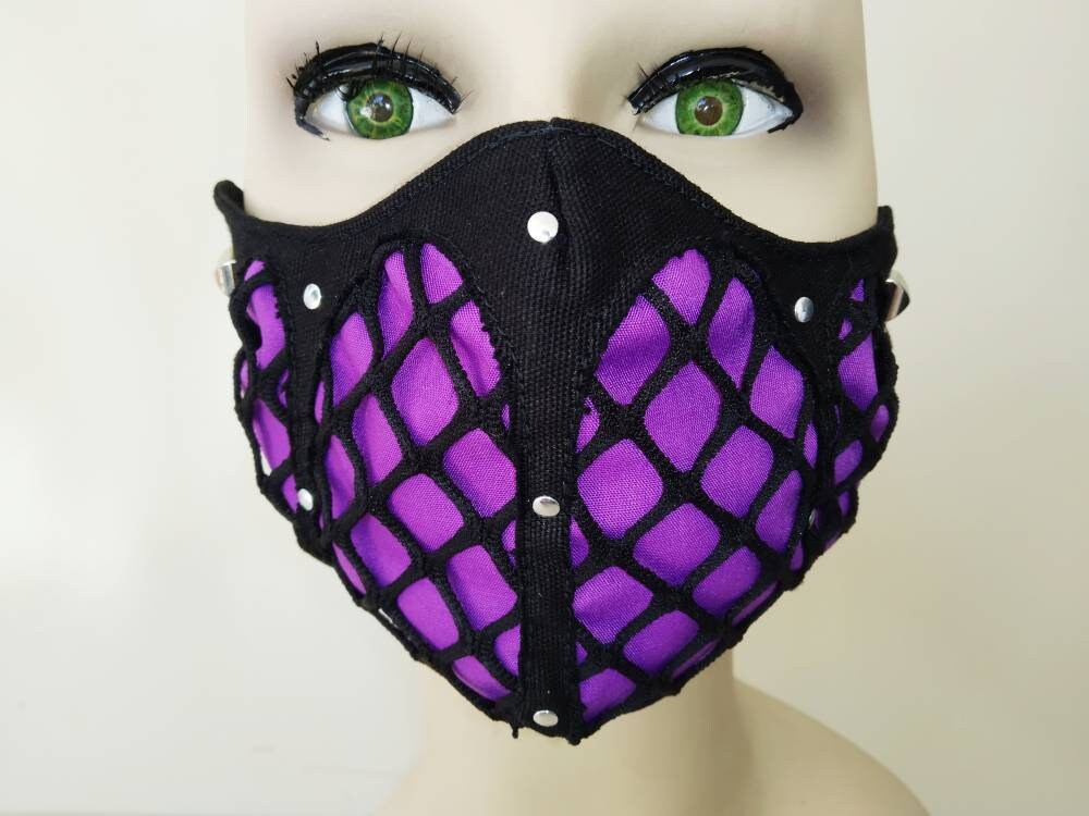 Fishnet'32 Face Mask & Filter Cover, Washable, 3 sizes, 3 layers, 2 closures, punk mask, gothic mask, visual kei, emo mask, steampunk