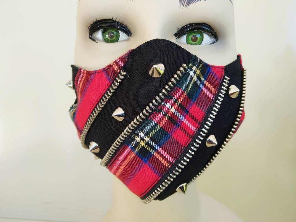 Red Kei Face Mask & Filter Cover, washable, 3 layers, 3 Sizes, velcro mask, punk mask, gothic mask, visual kei, urban mask, emo mask,