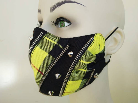 Lemon Kei Face Mask, Lavable, 3 Capas, 3 Tallas, 2 Cierres, Punk Mask, Gothic Mask, rock mask, Visual Kei, steampunk