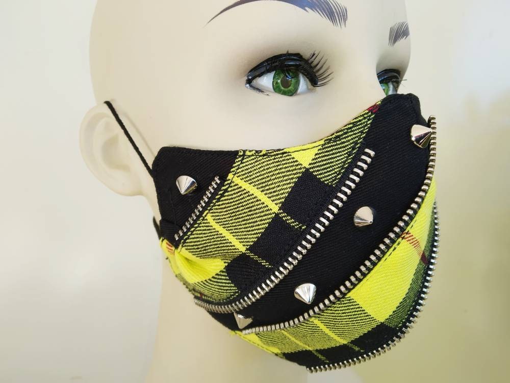 Lemon Kei Face Mask, Lavable, 3 Capas, 3 Tallas, 2 Cierres, Punk Mask, Gothic Mask, rock mask, Visual Kei, steampunk