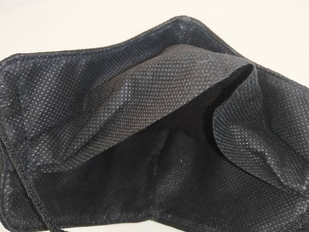 Black Canvas Face Mask & Filter cover, Washable, 3 Layers, 4 Sizes, 2 Closures, black mask, mask velcro closure, worker mask