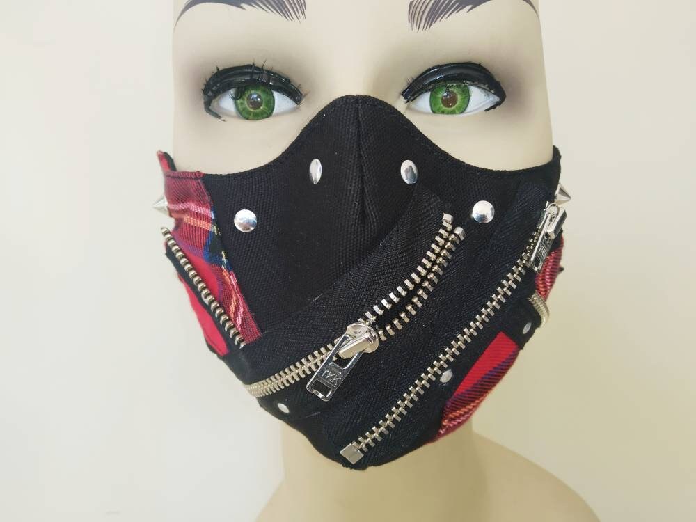 Rebel'85 Face Mask & Filter Cover, washable, 3 layers, 3 Sizes, velcro mask, punk mask, gothic mask, visual kei, emo mask, manga mask