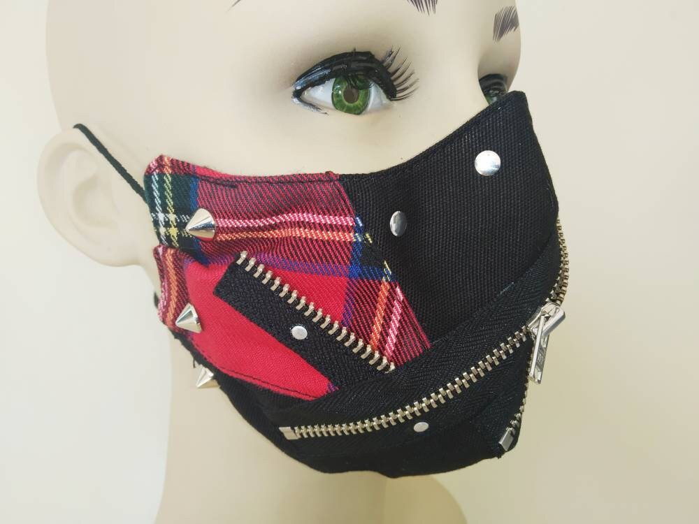 Rebel'85 Face Mask & Filter Cover, washable, 3 layers, 3 Sizes, velcro mask, punk mask, gothic mask, visual kei, emo mask, manga mask