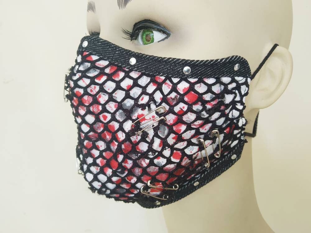 Bloody Pirate Face Mask & Filter Cover, Washable, 3 Layers, 3 Sizes, 2 Closures, Punk Mask, Gothic Mask, rock mask, Visual Kei, steampunk