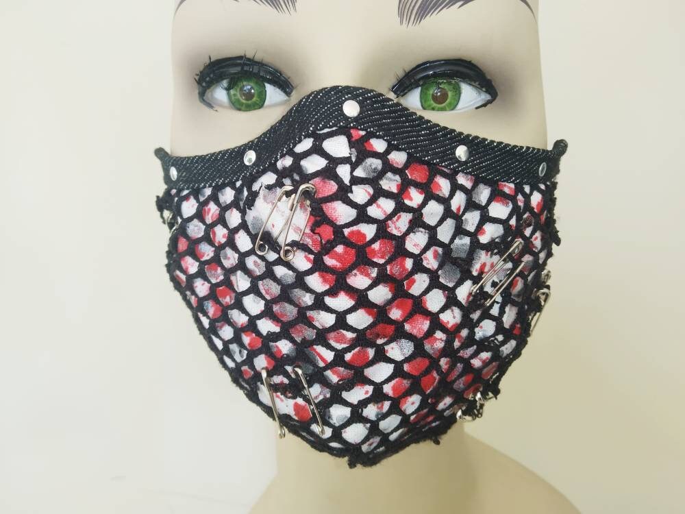 Bloody Pirate Face Mask & Filter Cover, Washable, 3 Layers, 3 Sizes, 2 Closures, Punk Mask, Gothic Mask, rock mask, Visual Kei, steampunk