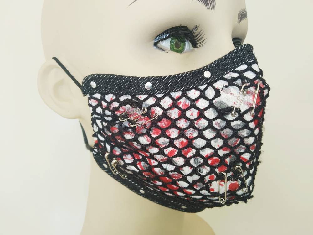 Bloody Pirate Face Mask & Filter Cover, Washable, 3 Layers, 3 Sizes, 2 Closures, Punk Mask, Gothic Mask, rock mask, Visual Kei, steampunk