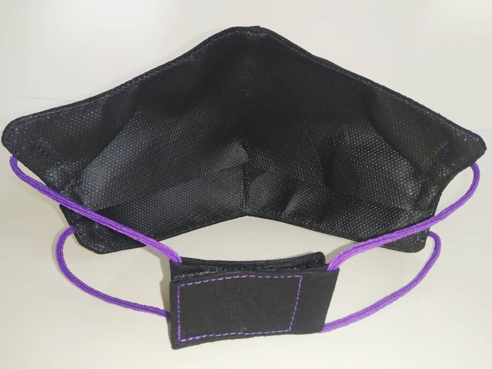 Purple Zips Face Mask & Filter Cover, Washable, 3 Layers, 3 Sizes, 2 Closures, Punk Mask, Gothic Mask, rock mask, emo, visual kei, otaku