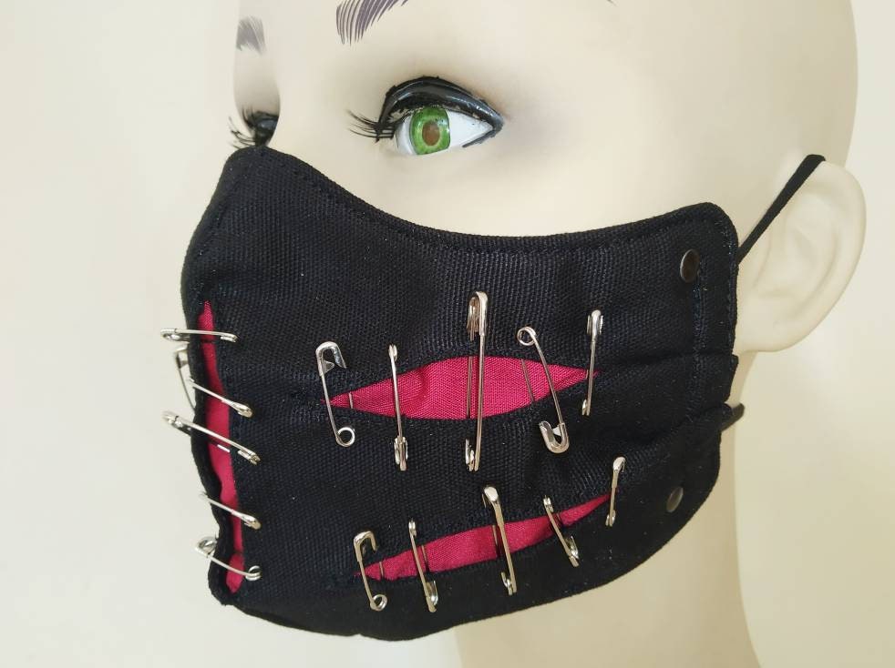 Visual Flesh Face Mask & Filter Cover, washable, 2 closures, 3 layers, 3 Sizes, punk mask, gothic mask, visual kei, emo mask,manga, harajuku