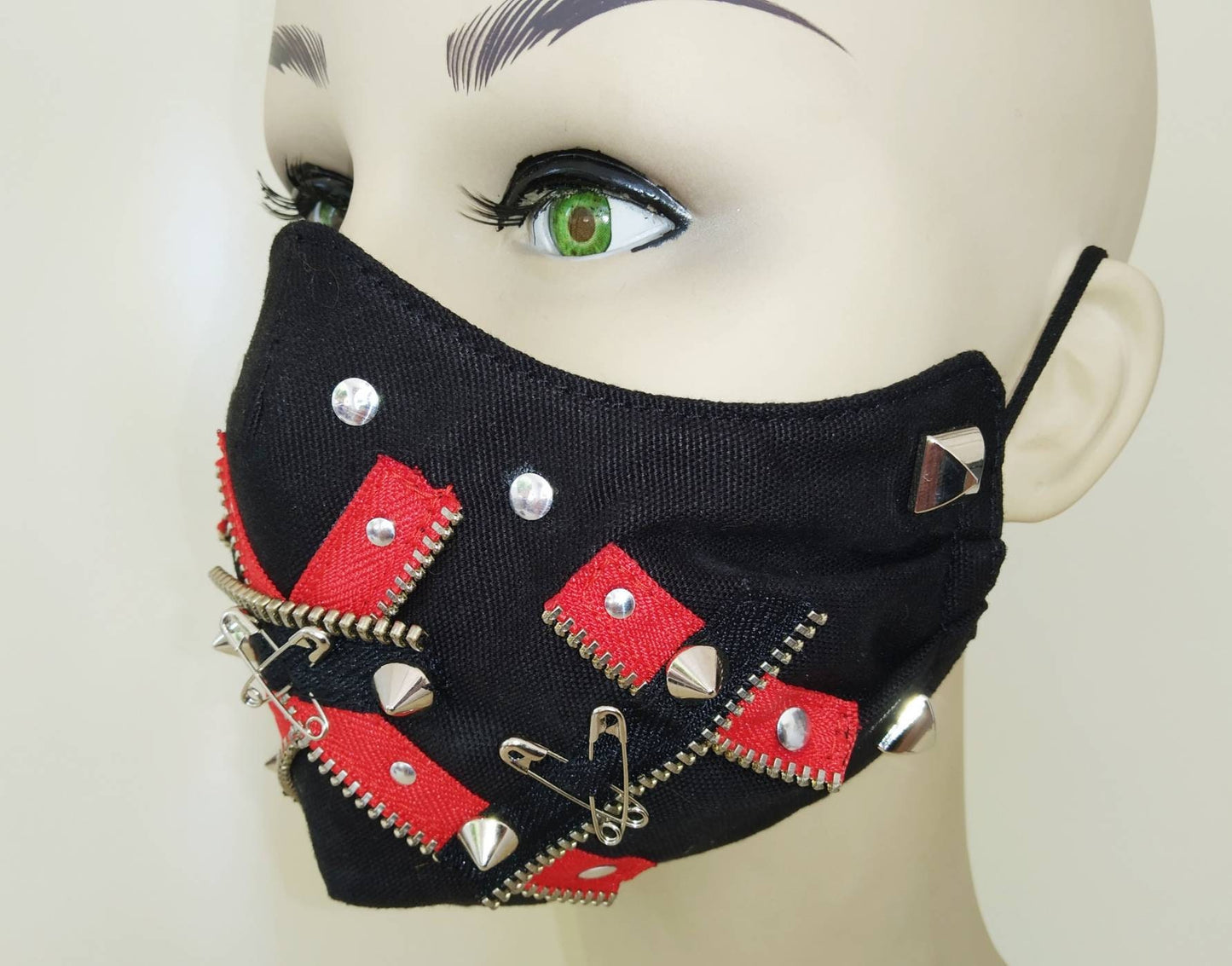 Madness'27 Face Mask & Filter Cover, Washable, 3 Layers, 3 Sizes, 2 Closures, Punk Mask, Gothic Mask, emo mask, visual kei, otaku, harajuku