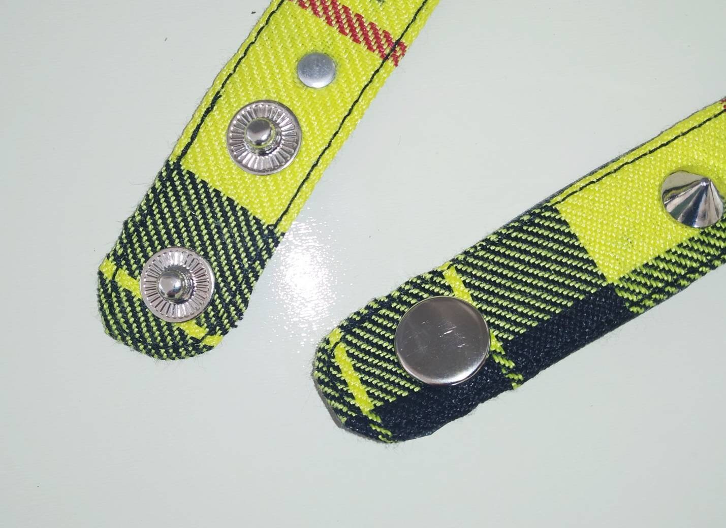 Yellow Tartan Wristband, Handmade, Regulable, 2 Sizes, punk clothing, gothic wear, harajuku,emo, visual kei, punk wristband, kawaii, grunge