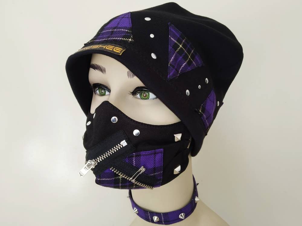 Pack'97: Hat + Mask + Choker, handmade, unique & exclusive, punk wear, xmas gift, emo, harajuku, visual kei, punk cloth, gothic wear, kawaii