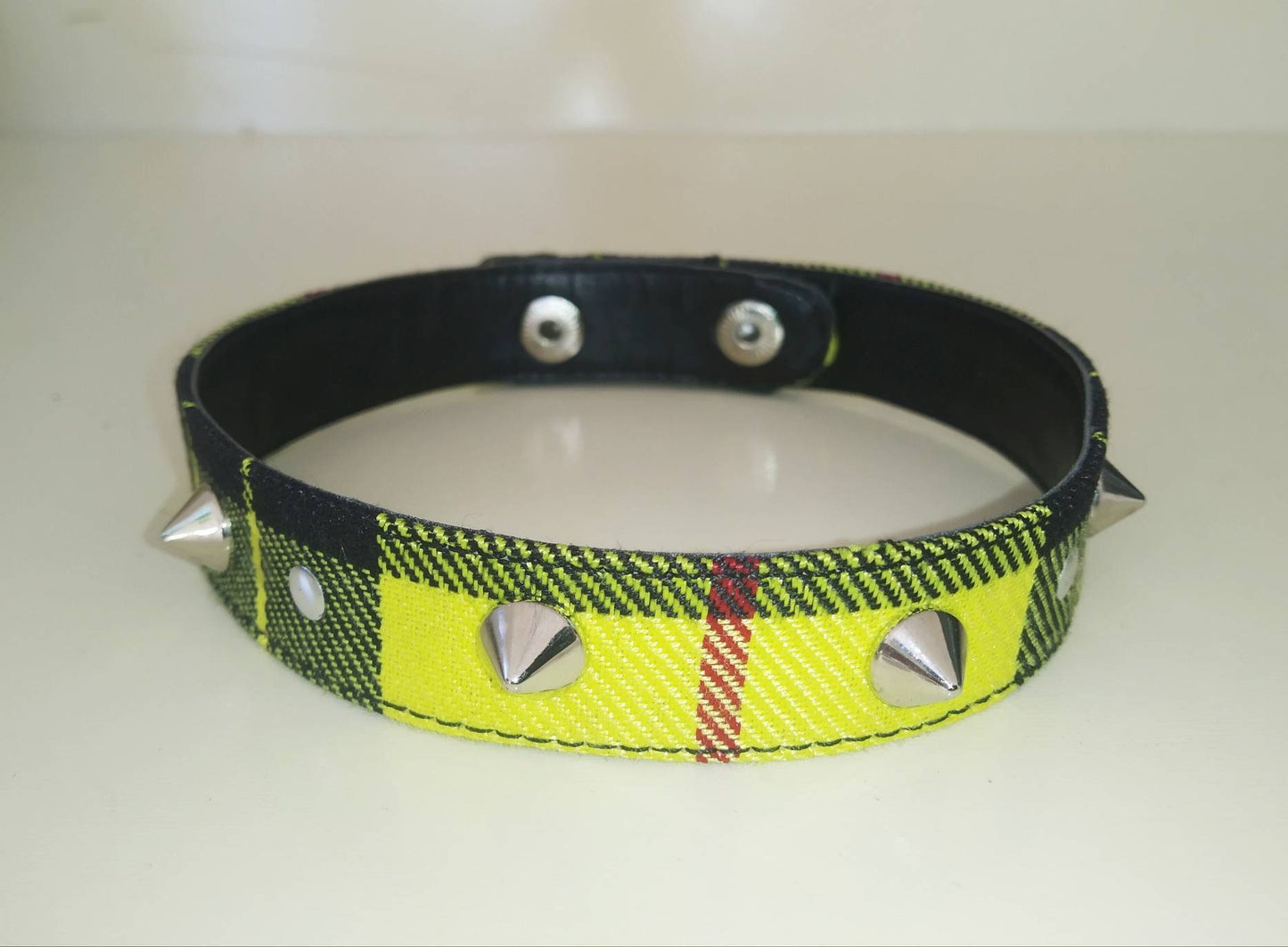 Yellow Tartan Choker, Handmade, Regulable, 2 Sizes, punk clothing, gothic wear, harajuku,emo, visual kei, punk choker, studs choker