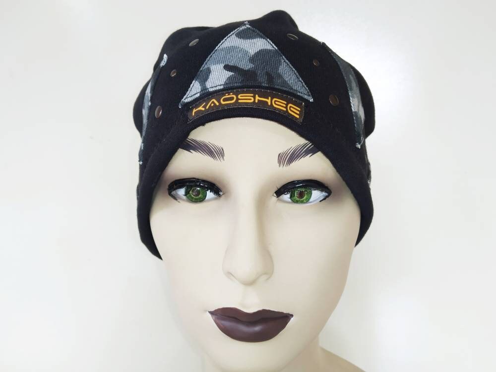 Gorro de invierno H'47, hecho a mano, tamaño universal, ropa punk, ropa gótica, harajuku, emo, visual kei, ropa grunge, kawaii