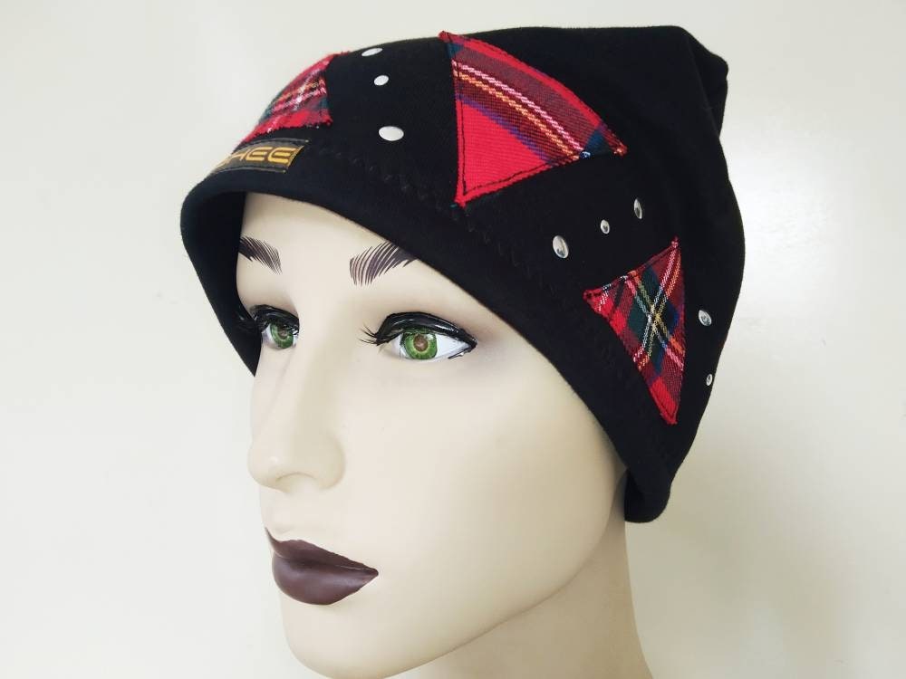 Gorro de invierno H'87, Hecho a mano, tela de sudadera, Tamaño universal, ropa punk, ropa gótica, harajuku, emo, visual kei, gorro punk