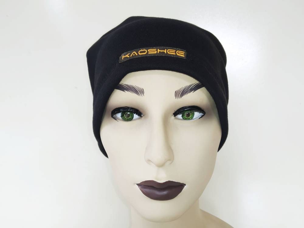 Gorro de invierno Black Kaöshee, Hecho a mano, tela de sudadera, Tamaño universal, ropa punk, harajuku, emo, visual kei,gorro punk, grunge