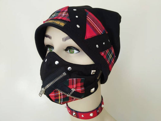 Pack'87: Hat + Mask + Choker, handmade, unique & exclusive, punk wear, xmas gift, emo, harajuku, visual kei, punk cloth, gothic wear, kawaii