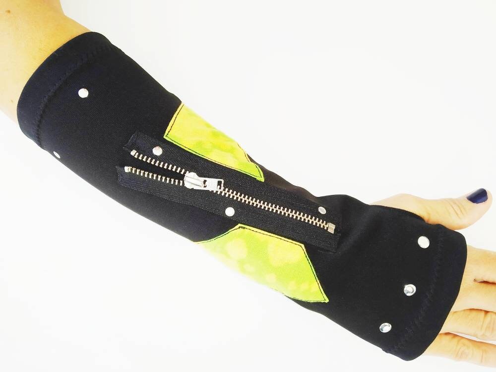 Greenl@nd Long Gloves, Arm warmers, Handmade, Elastic polyester, Universal Size,punk, gothic, harajuku, emo, kawaii, visual kei wear