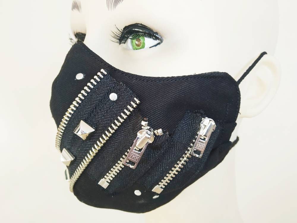 Dark Side Face Mask & Filter Cover, Washable, 3 Layers, 3 Sizes, 2 Closures, Punk Mask, Gothic Mask, emo mask, visual kei, Steampunk