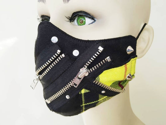 Rebel'95 Face Mask & Filter Cover, washable, 3 layers, 3 Sizes, velcro mask, punk mask, gothic mask, visual kei, emo, manga, punk clothing