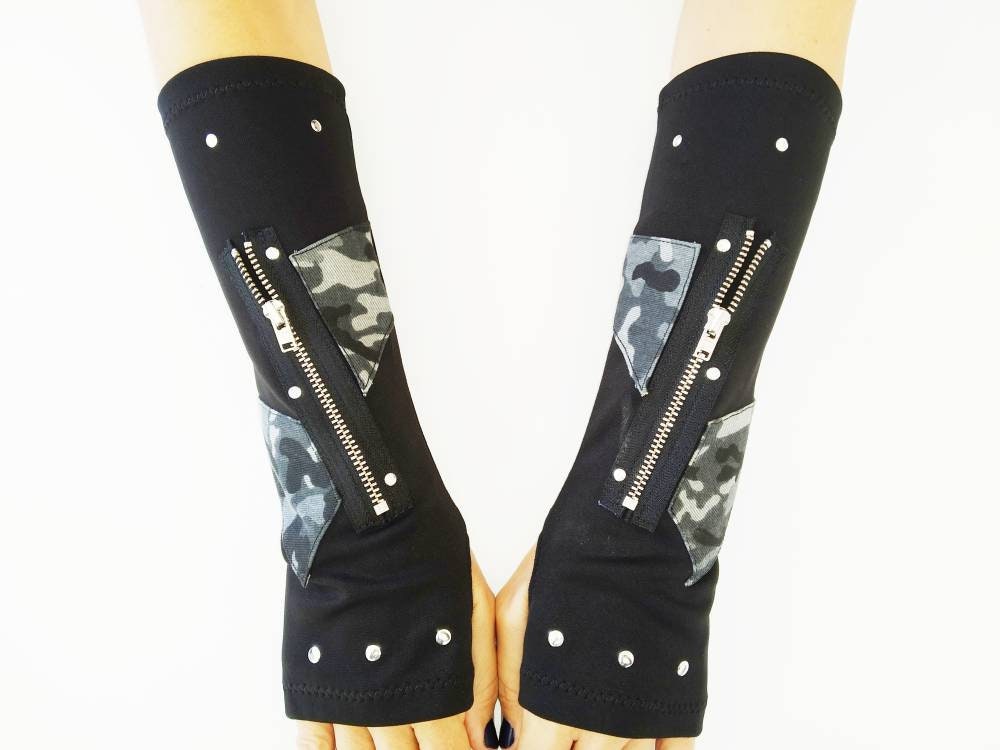 K'47 Long Gloves, Arm Warmers, Handmade, Elastic polyester, Universal Size,punk wear, gothic, harajuku, emo, visual kei, kawaii, grunge