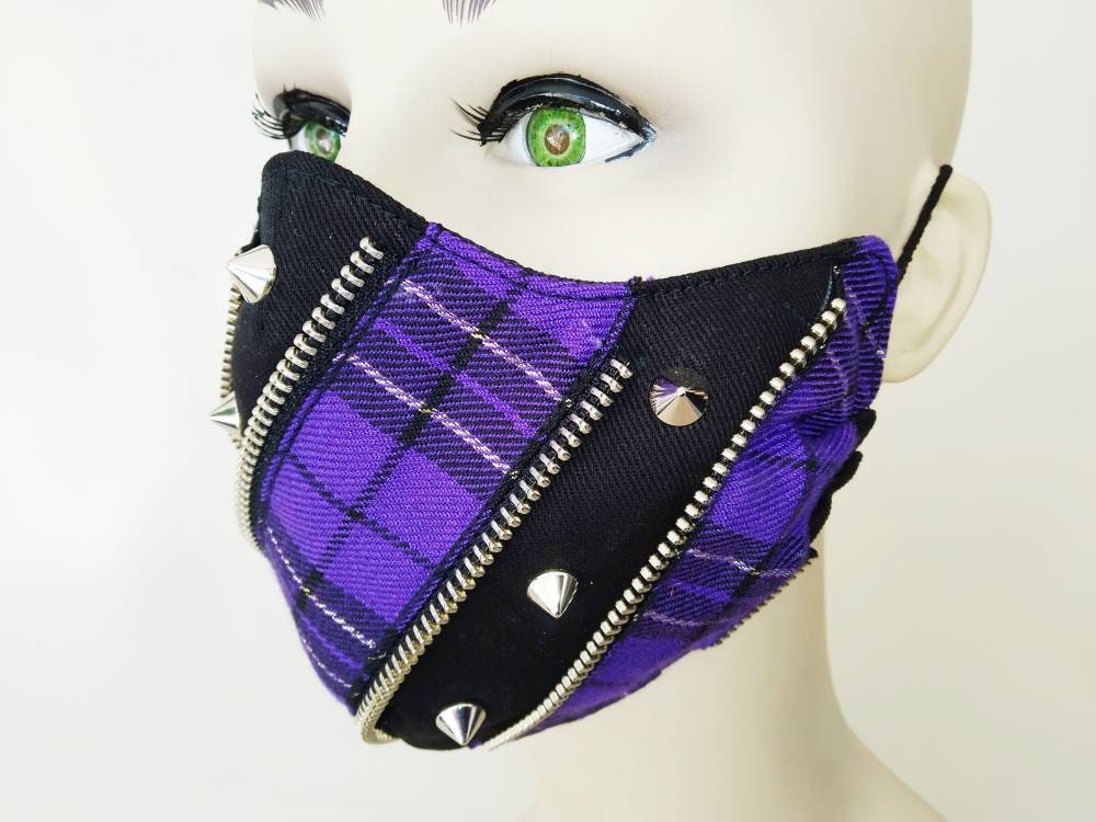 Purple Kei Face Mask & Filter Cover, washable, 3 layers, 3 Sizes, velcro mask, punk mask, gothic mask, visual kei, urban mask, emo, harajuku