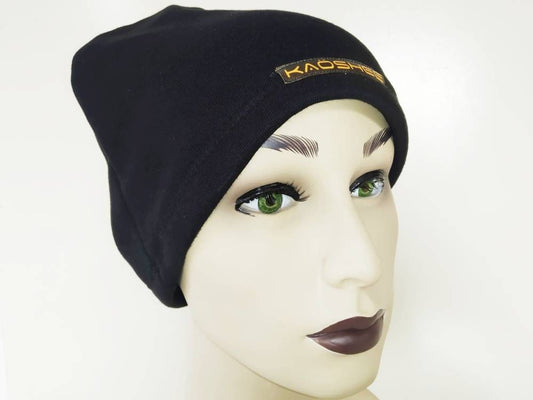 Gorro de invierno Black Kaöshee, Hecho a mano, tela de sudadera, Tamaño universal, ropa punk, harajuku, emo, visual kei,gorro punk, grunge