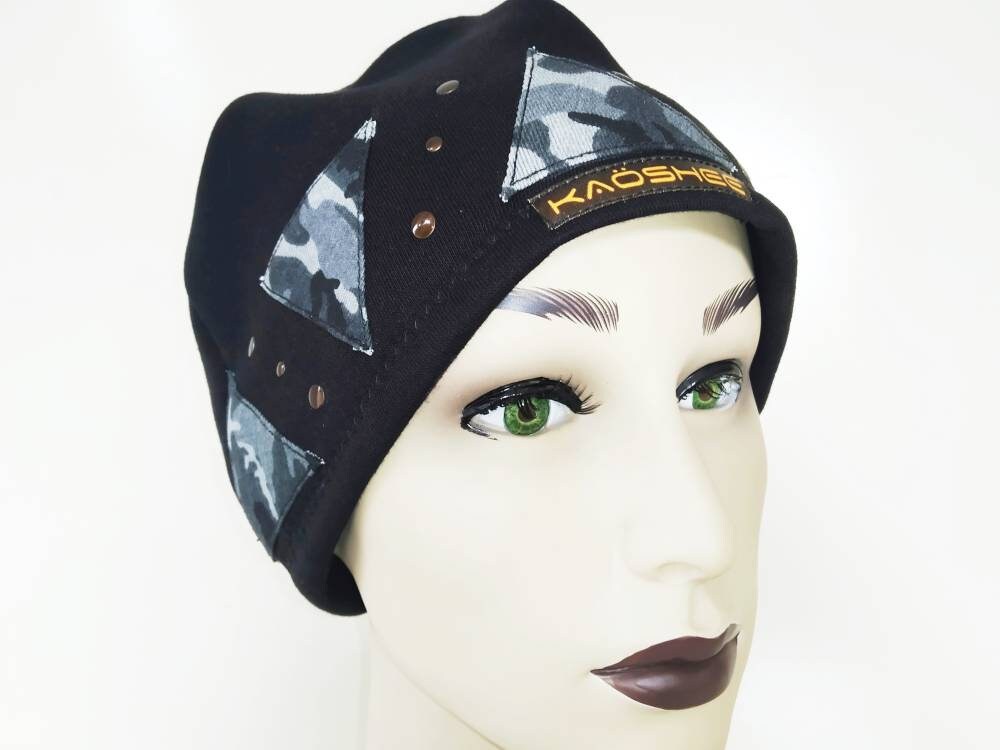 Gorro de invierno H'47, hecho a mano, tamaño universal, ropa punk, ropa gótica, harajuku, emo, visual kei, ropa grunge, kawaii