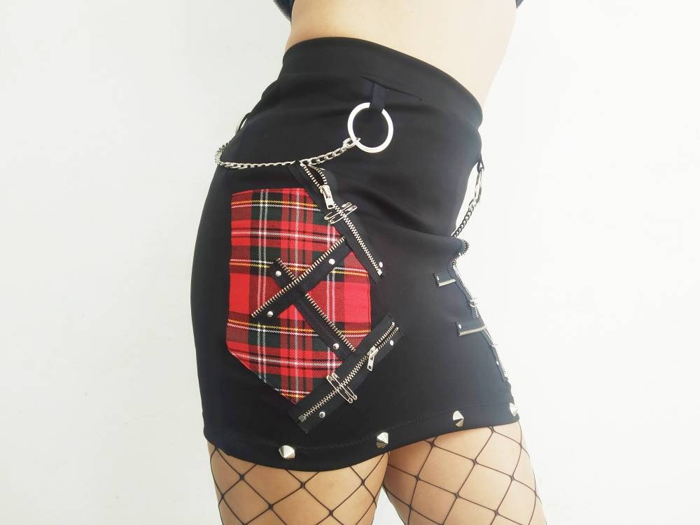 Sk'87 Skirt, Handmade, Lycra & real tartan, 3 sizes, Punk skirt, Harajuku, Visual Kei, Manga clothing, Emo, Gothic, Grunge,kawaii, kpop