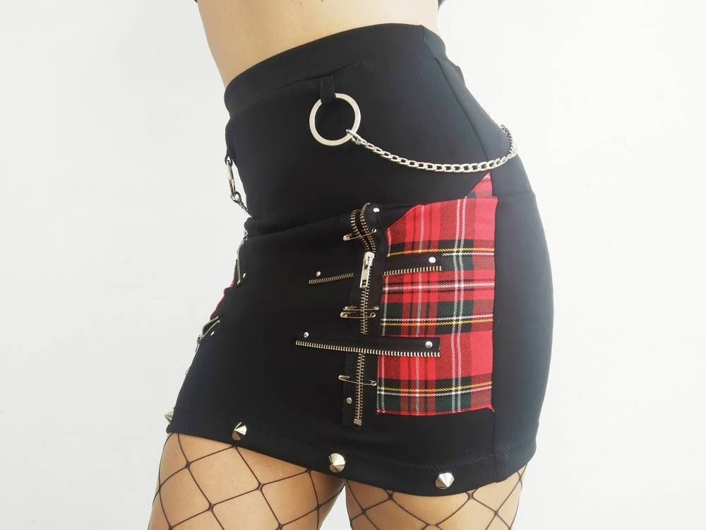 Sk'87 Skirt, Handmade, Lycra & real tartan, 3 sizes, Punk skirt, Harajuku, Visual Kei, Manga clothing, Emo, Gothic, Grunge,kawaii, kpop