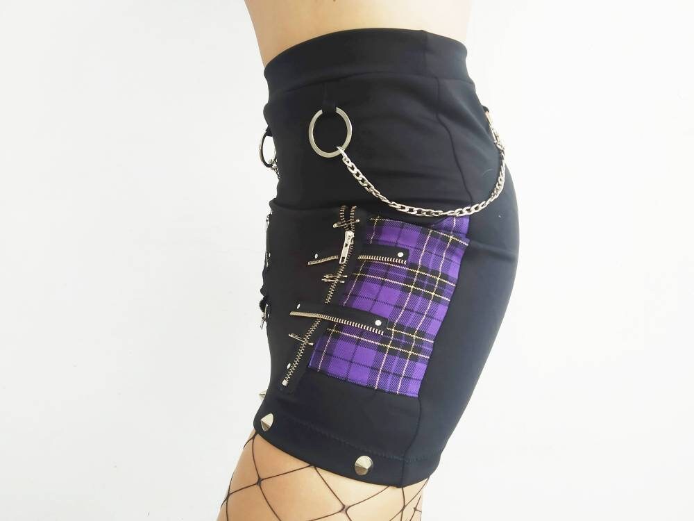 Sk'97 Skirt, Handmade, Lycra & real tartan, 3 sizes, Punk skirt, Harajuku, Visual Kei, K-pop, Emo, Gothic skirt, Grunge outfit,