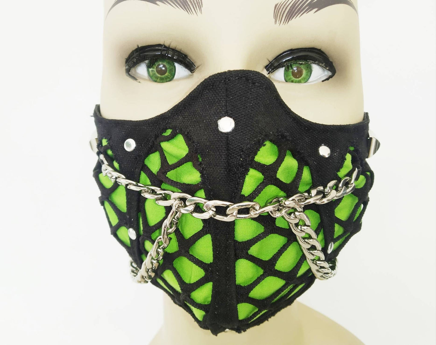 Fishnet'52 Face Mask, Washable, 3 Layers, 3 Sizes, 2 Closures, Punk clothing, Gothic, emo mask, visual kei, harajuku, manga, steampunk, alt