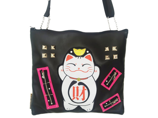 Kw03 shoulder bag, kawaii cat, Handmade, Synthetic leather, Exclusive, harajuku bag, anime, manga, otaku, punk, emo, japanese fashion, k-pop