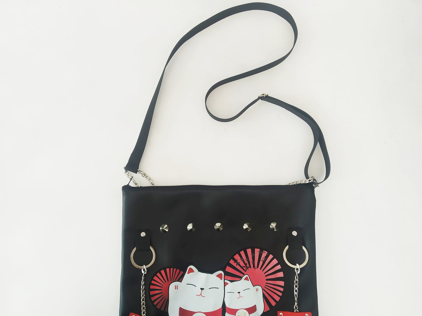 Kw04 shoulder bag, kawaii cat, Handmade, Synthetic leather, Exclusive, harajuku bag, anime, manga, otaku, punk, emo, japanese fashion, k-pop