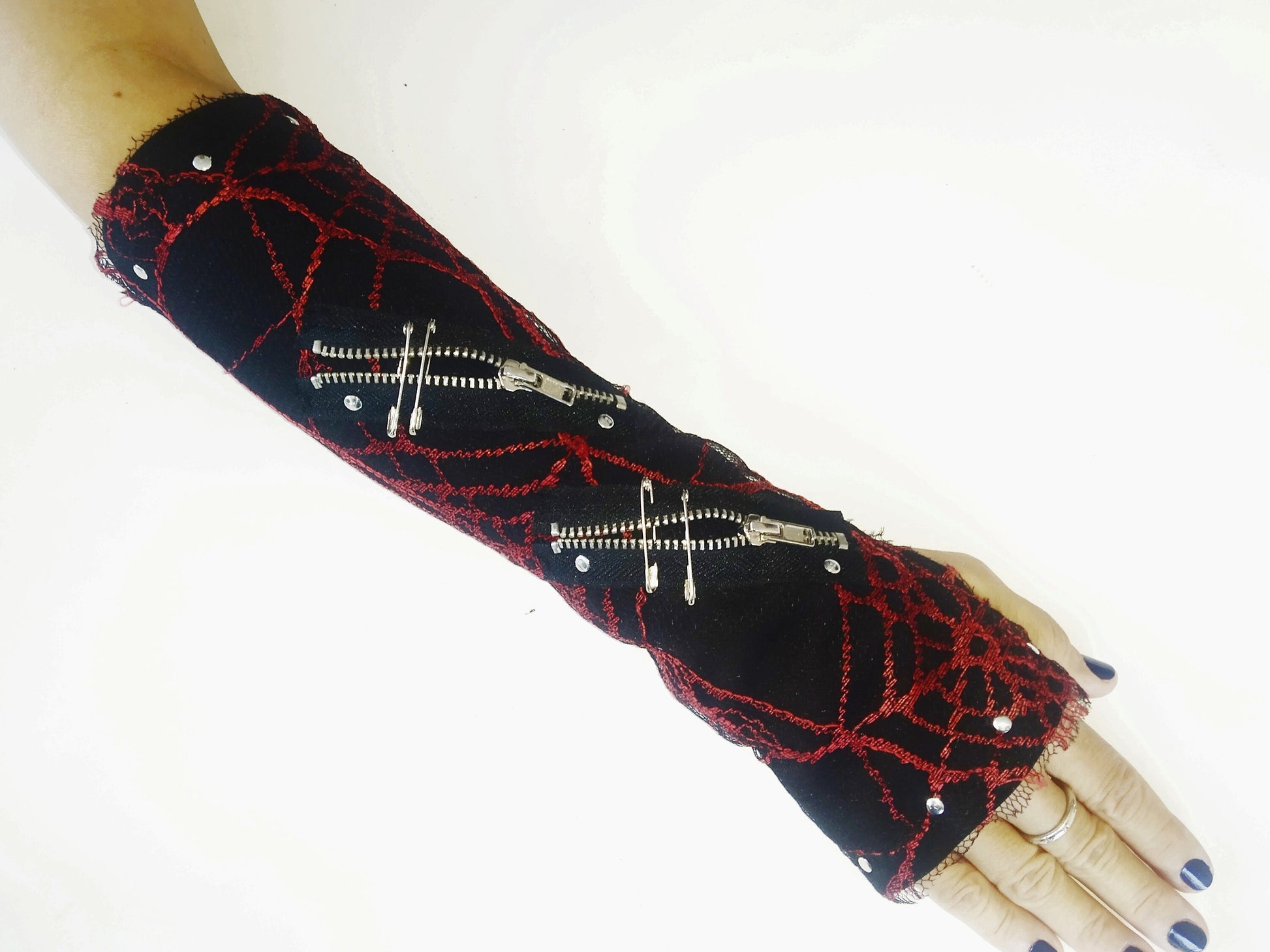 K'57 Long Gloves, Arm warmers, Handmade, Elastic polyester, Universal Size,punk wear, gothic wear, harajuku, emo, kawaii, visual kei, spider