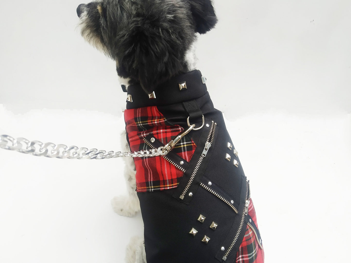 Dk87 Traje de perro, Alta Calidad, Cordura impermeable, Hecho a mano, Collar, anilla, 4 Tallas, Tartan, punk, gótico, emo, harajuku, kawaii