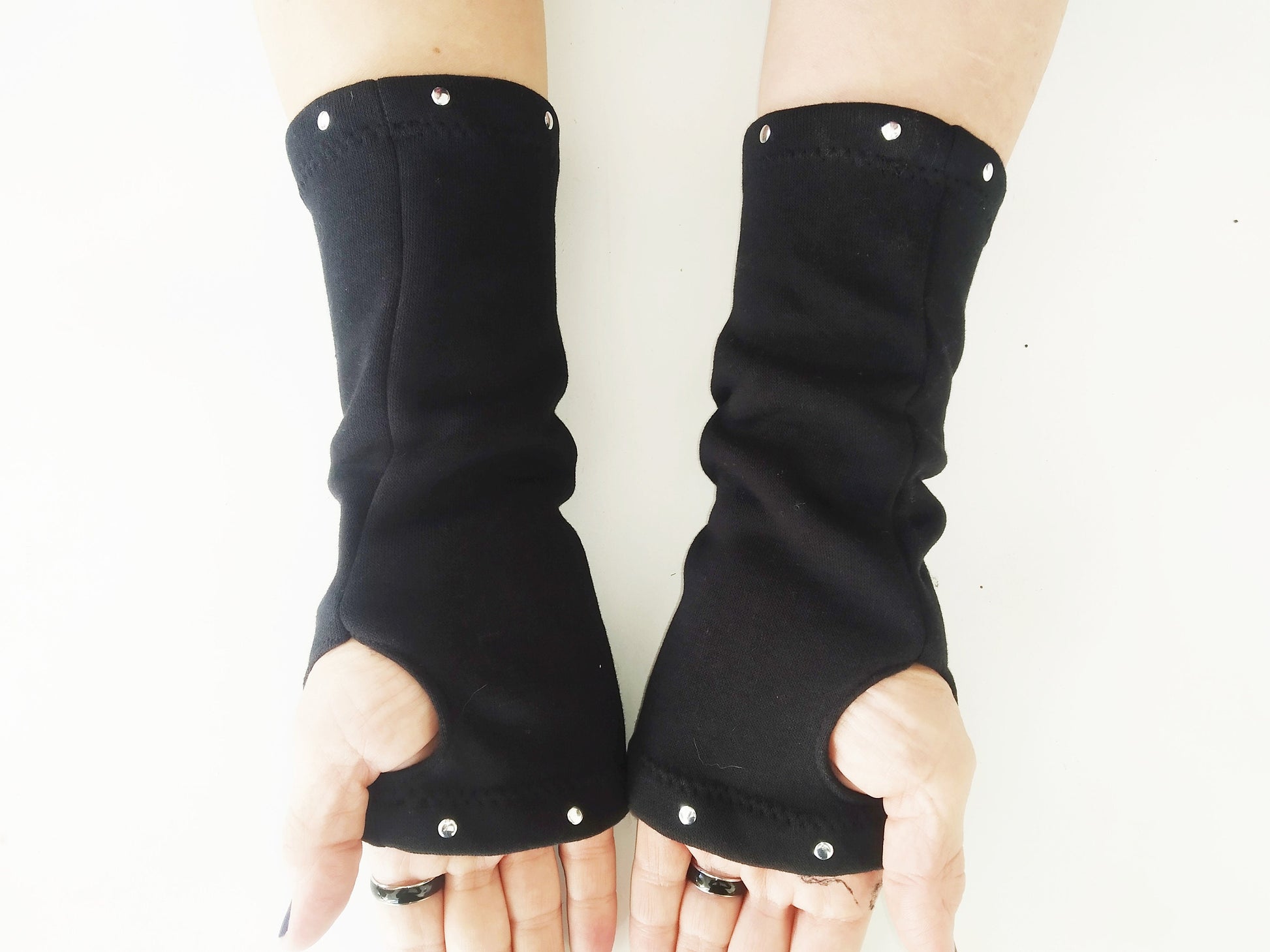 C'19 Gloves, Black Cotton Arm warmers, Handmade, Universal Size,punk wear, gothic gloves, harajuku, emo, kawaii, visual kei, dark aesthetic